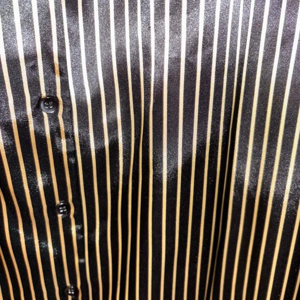 Vintage Kasper Black and Gold Striped Blouse NWT Size 14 - Picture 9 of 12